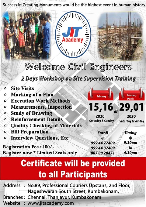 Two days workshop on site supervision Training 2020